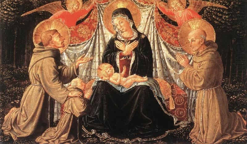 GOZZOLI, Benozzo Madonna and Child with Sts Francis and Bernardine, and Fra Jacopo dfg china oil painting image